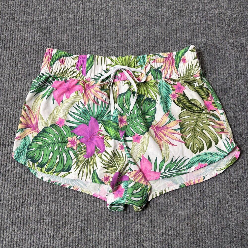 Hurley Tropical Print Board Shorts Women Size XL High Rise Stretch Hawaiian